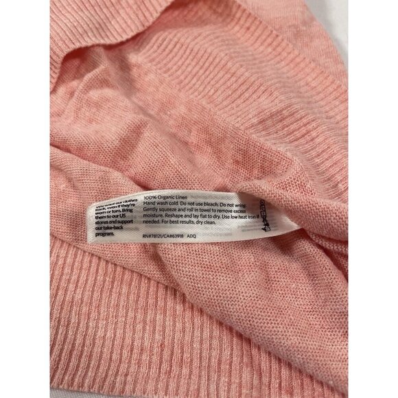 Eileen Fisher Women 100% Organic Linen Sweater Peach V Neck Large - Picture 7 of 7